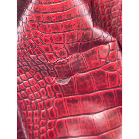 Red Vintage Bueno Croc Style Handbag‎ Handle Kelly Style Gold Hardware - Picture 3 of 16